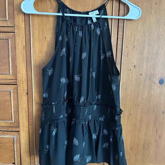 Joie Shawnette Ruched Ruffle Keyhole Sleeveless High Neck Blouse, Size S, - Picture 3 of 5